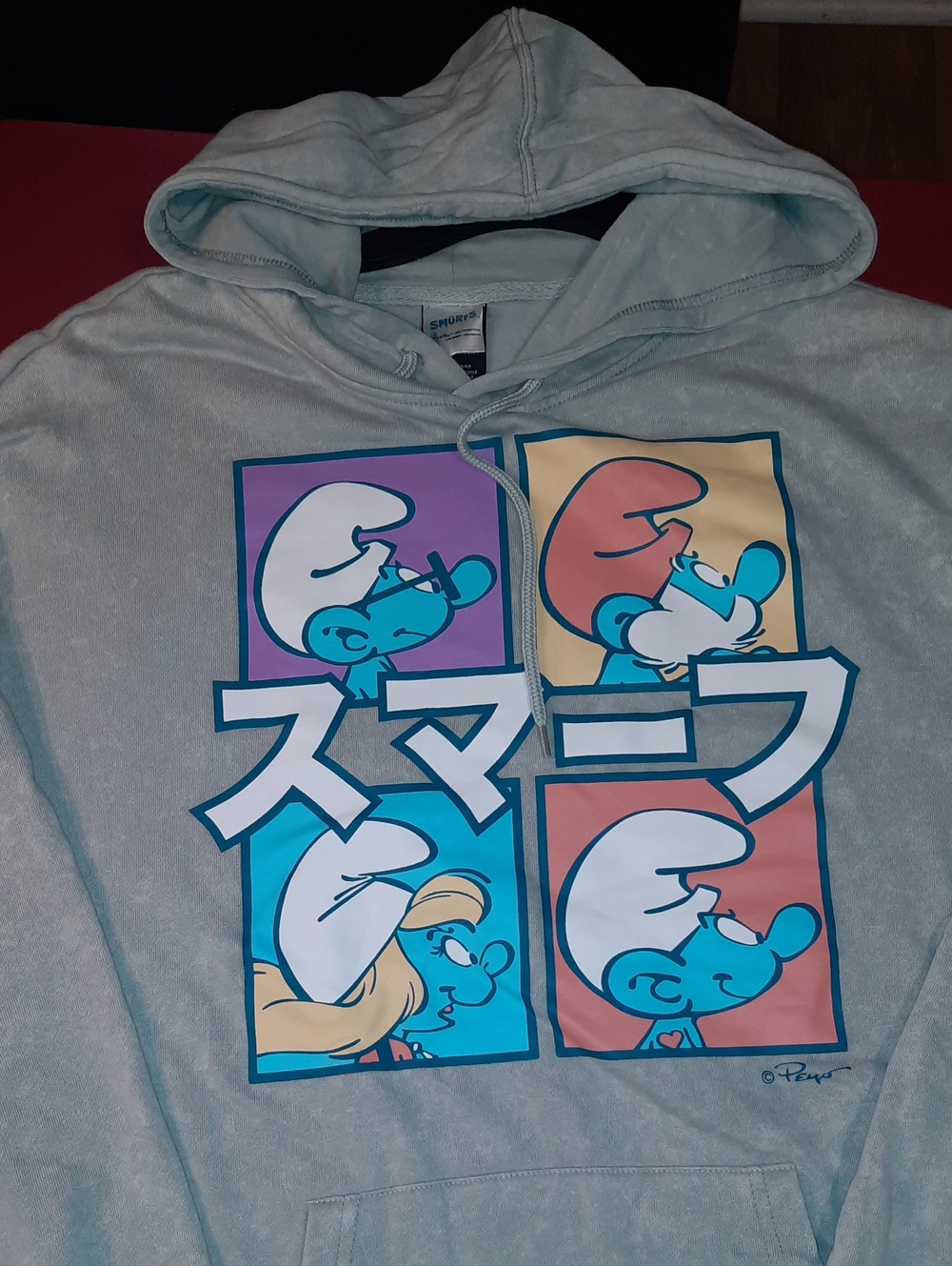 Mens Smurfs Graphic Light Gray Hoodie XL